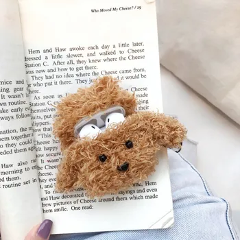 

Gift Fluffy Bluetooth Earphone Case for AirPods Cover Teddy Dog Plush Protective Cover for Apple AirPods Headphone Earburd Case