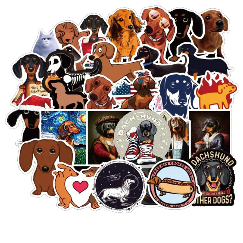 50 Pcs Dachshund Dog Stickers Funny Kawaii Sticker Laptop Skateboard Suitcase Diary Sticker Waterproof Stickers Toy For Children