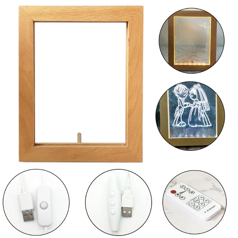 1 Pc 3D Visual Wooden Night Light LED Photo Frame Camera Image Lamp Bedroom Bedside Decoration Creative Gifts | Лампы и освещение