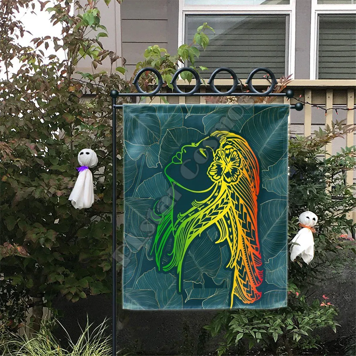 

Alohawaii Flag Hawaii Monstera Kalo Hula Girl Kanaka Maoli Flag 3D Printed House Flag & Garden Flags Hanging House Decoration