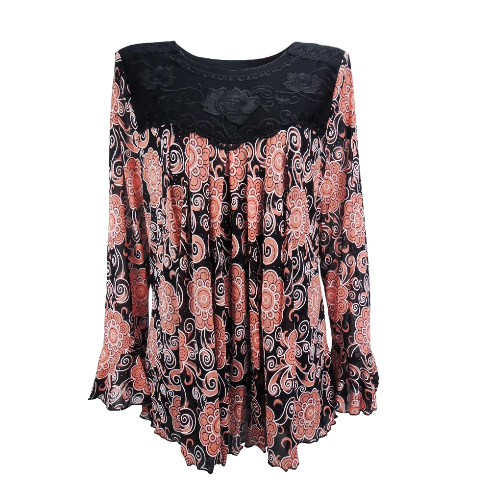 Günstig YTL Frauen Plus Größe Elegante Reife Floral Lose Tunika Top Hemd Hülse Oversize Bluse Urlaub Sommer Hemd 6XL 7XL 8XL h036