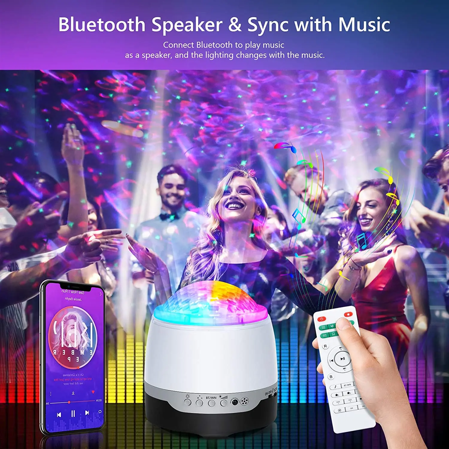 

Galaxy Projector Ocean Wave Projector Works with Alexa & Google with WiFi APP & Voice Control Bluetooth Night Light Perfect