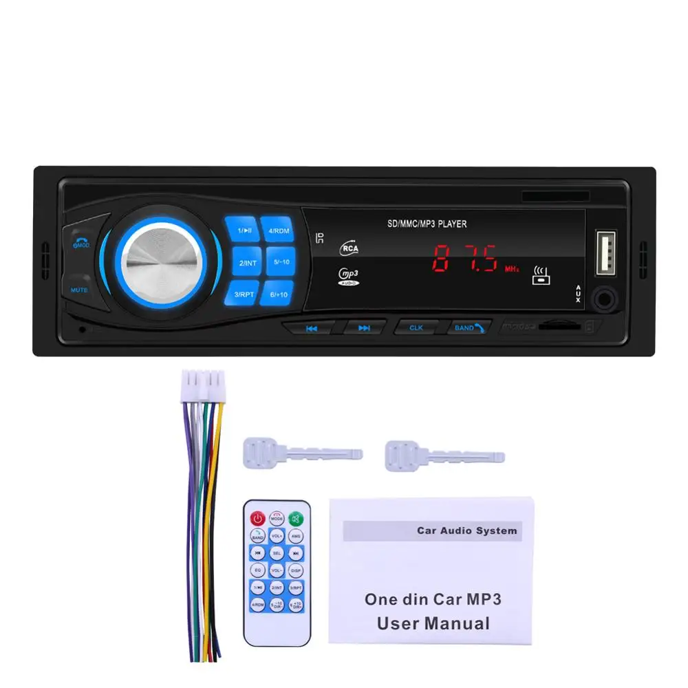 1 Din автомагнитола MP3 стерео плеер 1din Автомагнитола автомобиля с Bluetooth Handsfree Поддержка u-диска AUX TF воспроизведения карт