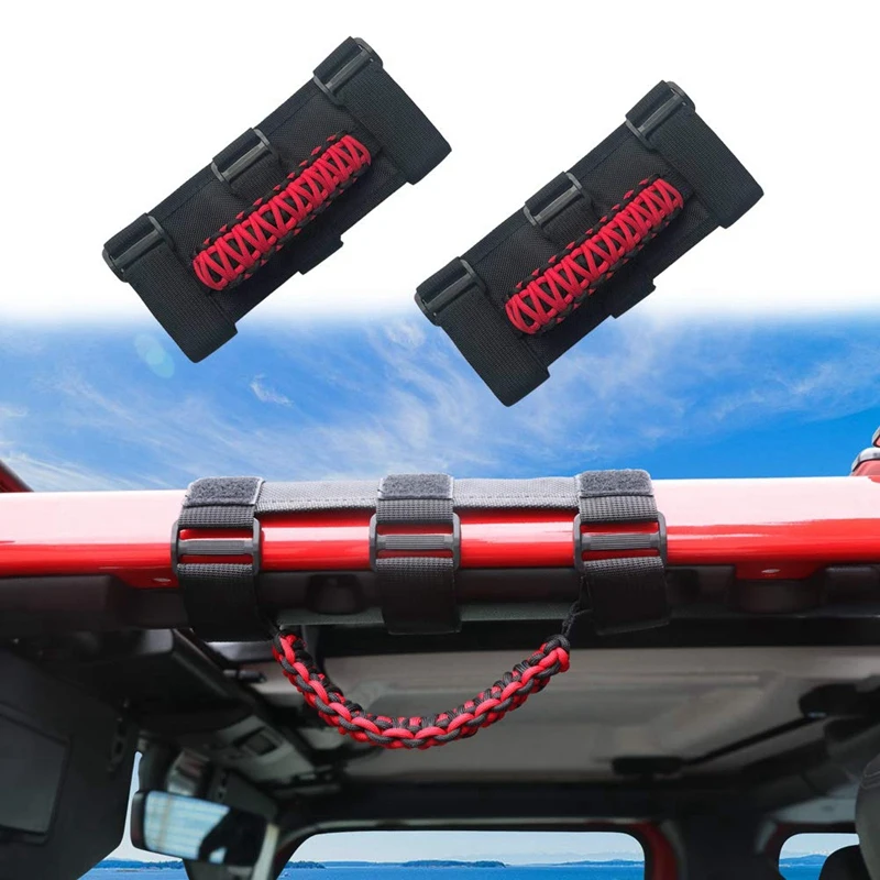 Набор захватных ручек для Jeep Wrangler, рулонные брусья(2 шт. в упаковке), легко подходящие 3 ремешка, дизайн для моделей 1987-, автомобильные аксессуары