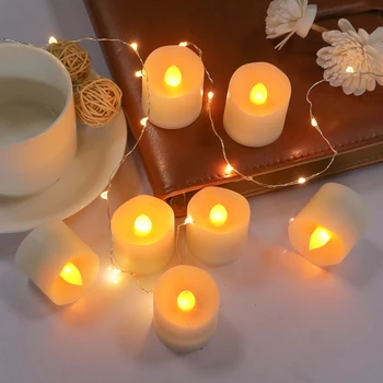 

12PCS Creative Flameless LED Candle battery Multicolor Lamp Simulation Flame Tea Light Home Wedding Birthday Party Decor