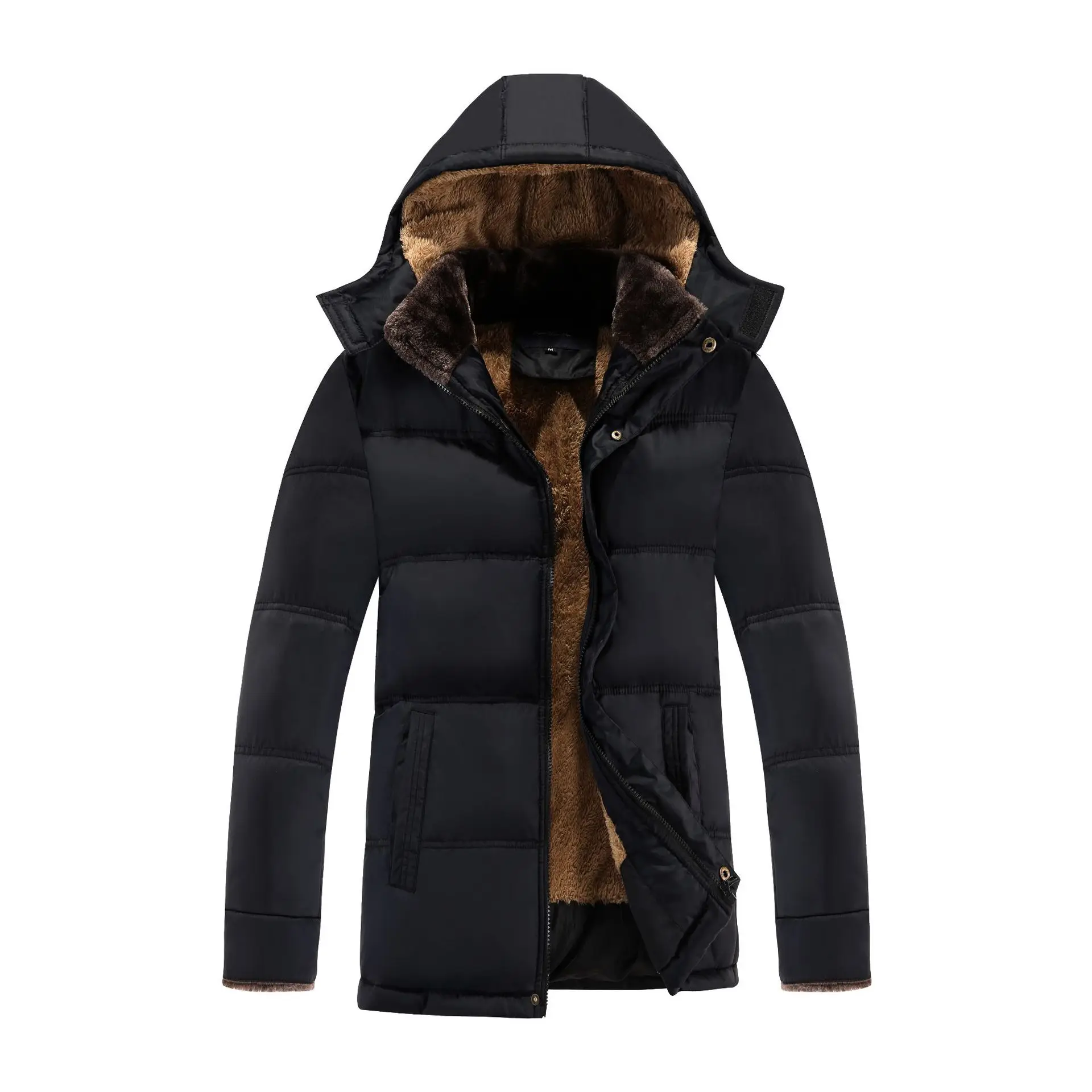 Old Man Cotton-padded Clothes Men's Winter Short Hooded Korean-style Thick Cotton Coat Men's Winter Warm Slim Fit Cotton-padded