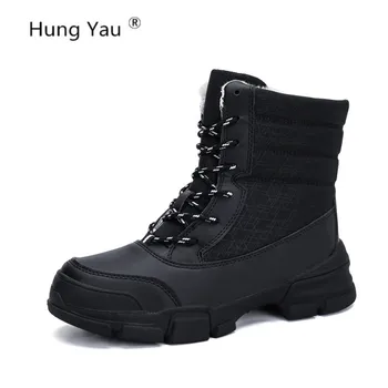 

Shoes For Women Mid-Calf Snow Fur Boots Winter Warm Lady Thick Bottom Boots Shoes Female Black Brown Round Toe Shoes Size 36-42