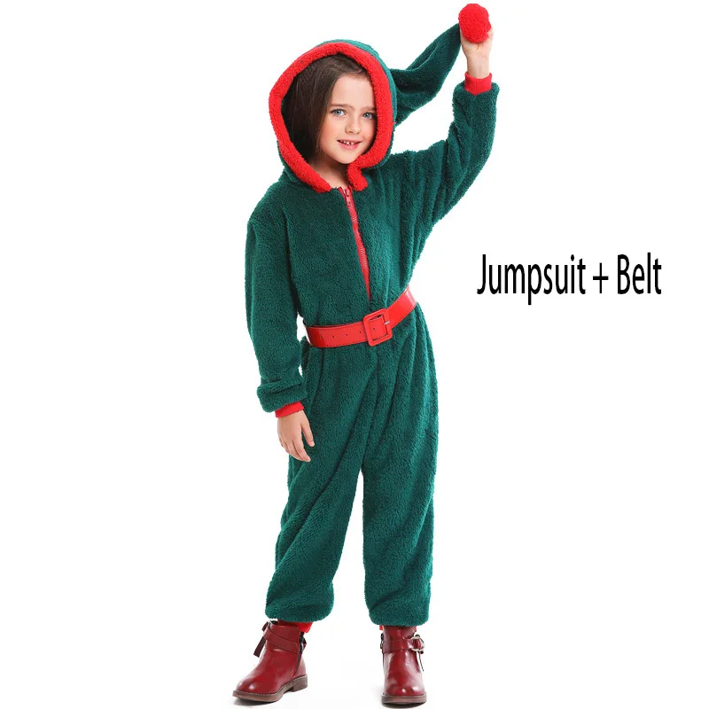 Kid set Косплэй костюм для детей, для мамы, Костюмы Санта-Клауса Новые комбинезоны, комплекты из кораллового флиса Одежда для родителей и ребенка милая Пижама с рождественским принтом, Пижама комбинезон с шапкой - Цвет: Kid set