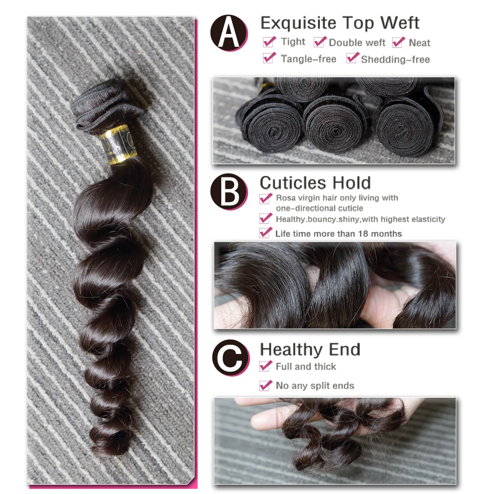 [Rosabeauty] OneCut волосы свободная волна 8 ''-32'' H бразильский необработанные