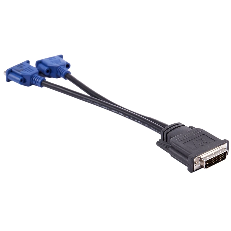 Top-Laptop Dual Link DVI-I 24 и 5 Pin Male to 2 VGA Female Cable
