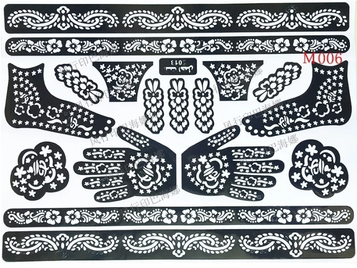 New Hot India Henna Temporary Tattoo Stencils For Hand Leg Arm Feet Body Art SMR88