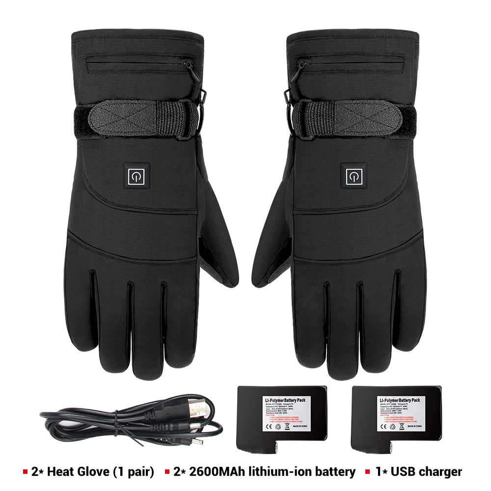 A1 With 2pcs Battery HEROBIKER Мотоциклетные Перчатки Водонепроницаемые с подогревом мотоциклетные перчатки сенсорный экран батарея питание гоночные Заезды Зимние перчатки для катания - Цвет: A1 With 2pcs Battery
