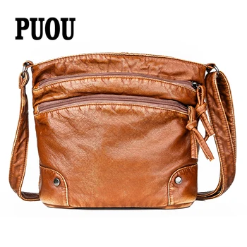 

Many Pocket Winter Crossbody Shoulder Bag For Women Retro Handbag Female Soft Washed Leather Purses and Handbags Bags Sac A Main