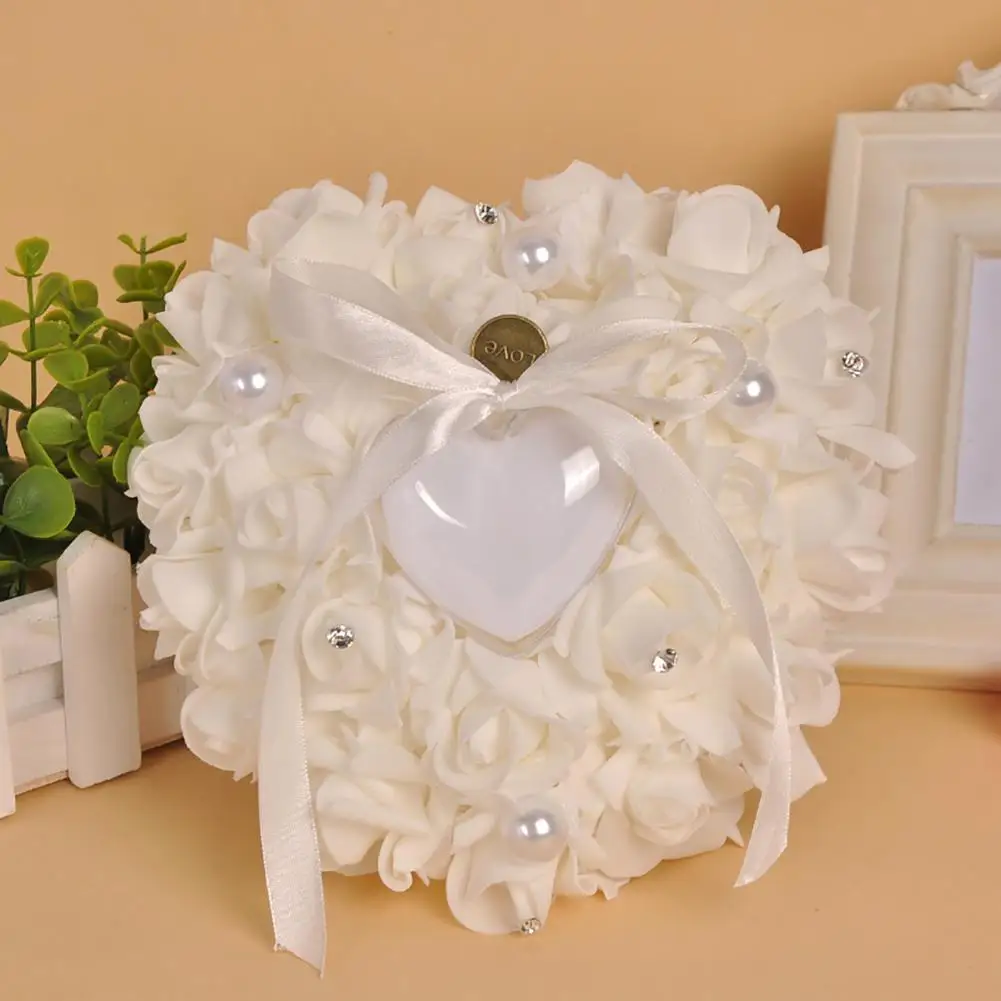 

GloryStar Romantic Loving Heart Shape Foam Rose Flowers Ring Box for Wedding Ring Pillow