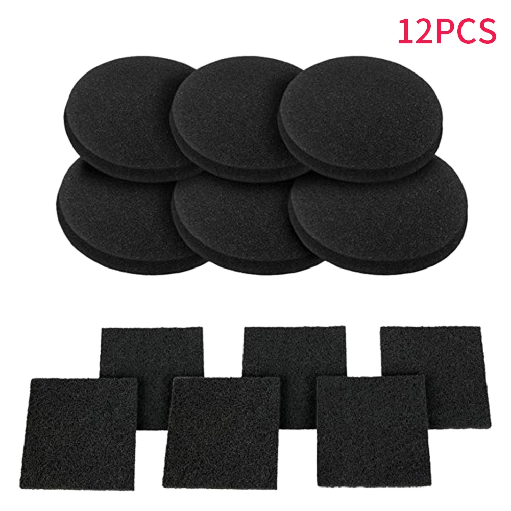 12pcs Aquarium Kitchen Deodorization Activated Carbon Round Sponge Filter Cotton Square Effective Disposable Practical Compost