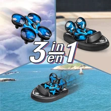 3 в 1 Радиоуправляемый Дрон, лодка для воздушного морского сухопутного мини-самолета, НЛО, игрушечный автомобиль Remonte, управление, вращение на 360, подарок для детей