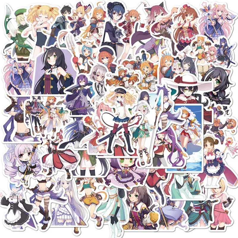 50pcs Anime Princess Connect Re:Dive Stickers Cute Girls Sticker Skateboard Car PVC DIY Decals For Laptop Suitcase | Игрушки и хобби