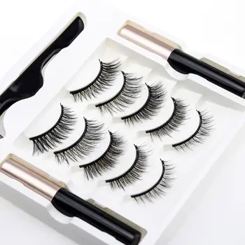 

5 Pair Mixed 6 Magnetic False Eyelashes Double Bottle Magnetic Eyeliner Set Natural Densely Eyelash