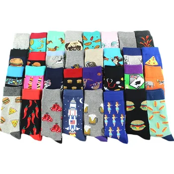 

Harajuku Animal Food Crew Funny Socks Men Chili Burger Dog Elephant Pattern Socks Novelty Gift Sokken Unisex Skateboard Socks