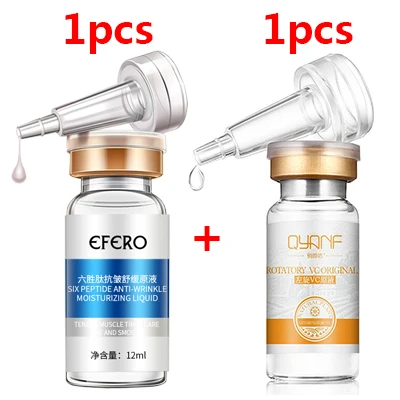 2Bottles EFERO шесть пептидов антивозрастная Сыворотка Витамин С отбеливающий увлажняющий крем для лица против морщин Сыворотка для восстановления тонких линий - Вес нетто: 2Bottles