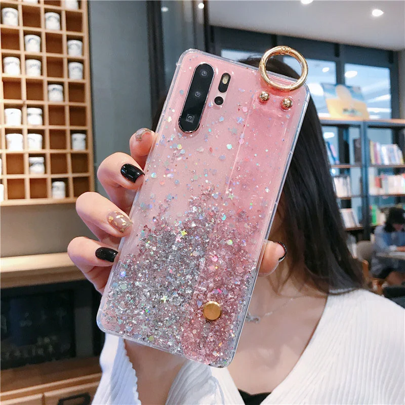 Блестящий чехол на запястье для Huawei P40 Lite P30 Pro чехлы бампер Nova 5T 3 3i 2i Mate 30 20 10 P10