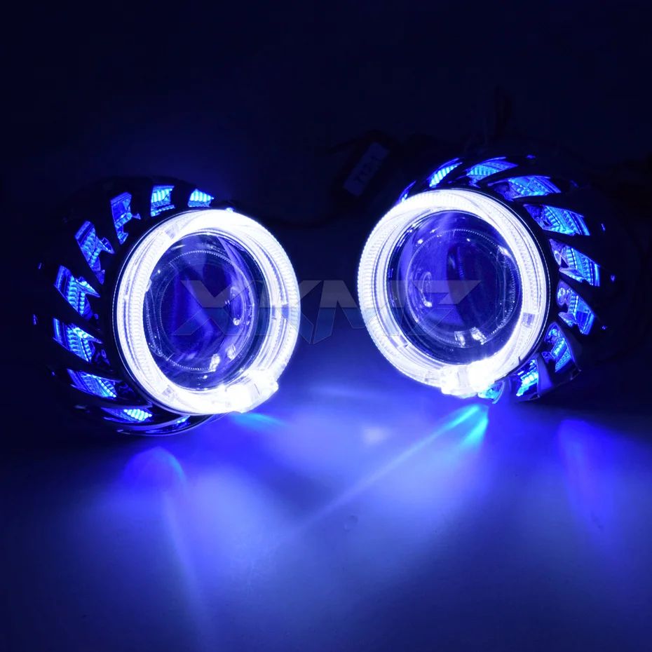 Двойной турбинный ангельские глазки Bi xenon объектив H4 H7 Фары линзы H1 HID ксеноновый