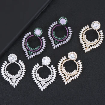 

LARRAURI Fashion Jewelry Luxury Trendy Bohemia Full Cubic Zirconia Stud Earring For Women Wedding Brincos boucle d'oreille 2019