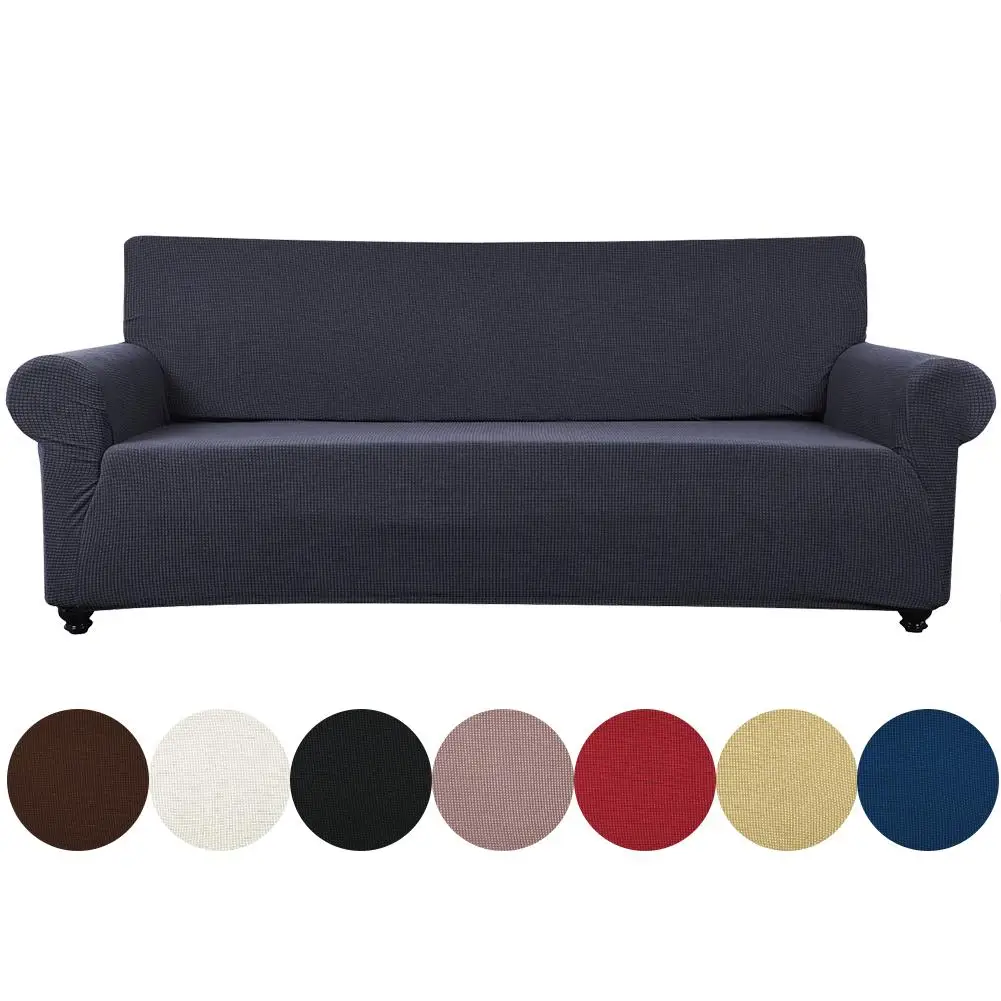 

Thickened Fleece Elastic Sofa Cover All-inclusive Solid Color Full Cover Dust-proof Plaid Stretch Sofa Cover