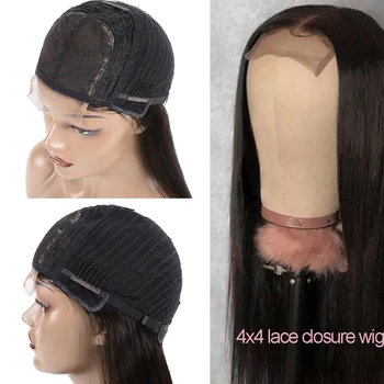 

Brazilian Wig 4x4 Lace Closure Wig Straight Human Hair Wigs Pre Plucked with Baby Hair 150/180 Density Lace Closure Wigs
