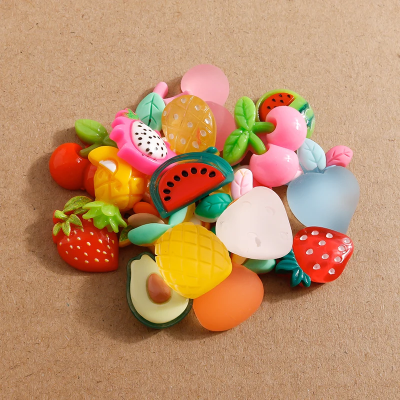 10 Stück Niedliche Frucht-Cabochons (Kirsche, Pfirsich, Birne) mit Flacher Rückseite für Scrapbooking, Schmuckherstellung, DIY Kinder-Haarspangen, Broschen und Bastelbedarf – Detail 3