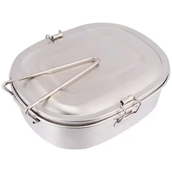 

Stainless Steel Lunch Box Simple Rectangle Shape Design Lunch Box Portable Single Layer Lunch Box for Travel Camping