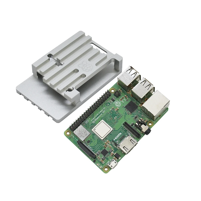 Sliver Raspberry Pi 3 Model B+(Plus)+ ЧПУ Алюминий чехол+ 5V 2.5A Мощность адаптер с поддержкой Wi-Fi и Bluetooth Декодер каналов кабельного телевидения - Цвет: Sliver