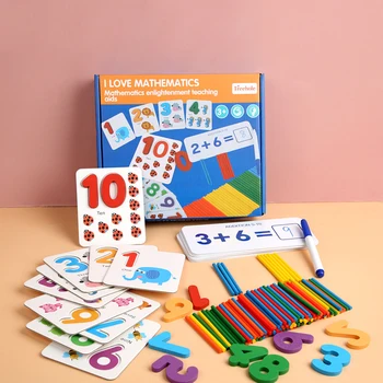 

Kids Mathematics Early Educational Toys Counting Wooden Sticker Number Cognition Educational Montessori Toys for Children Gift