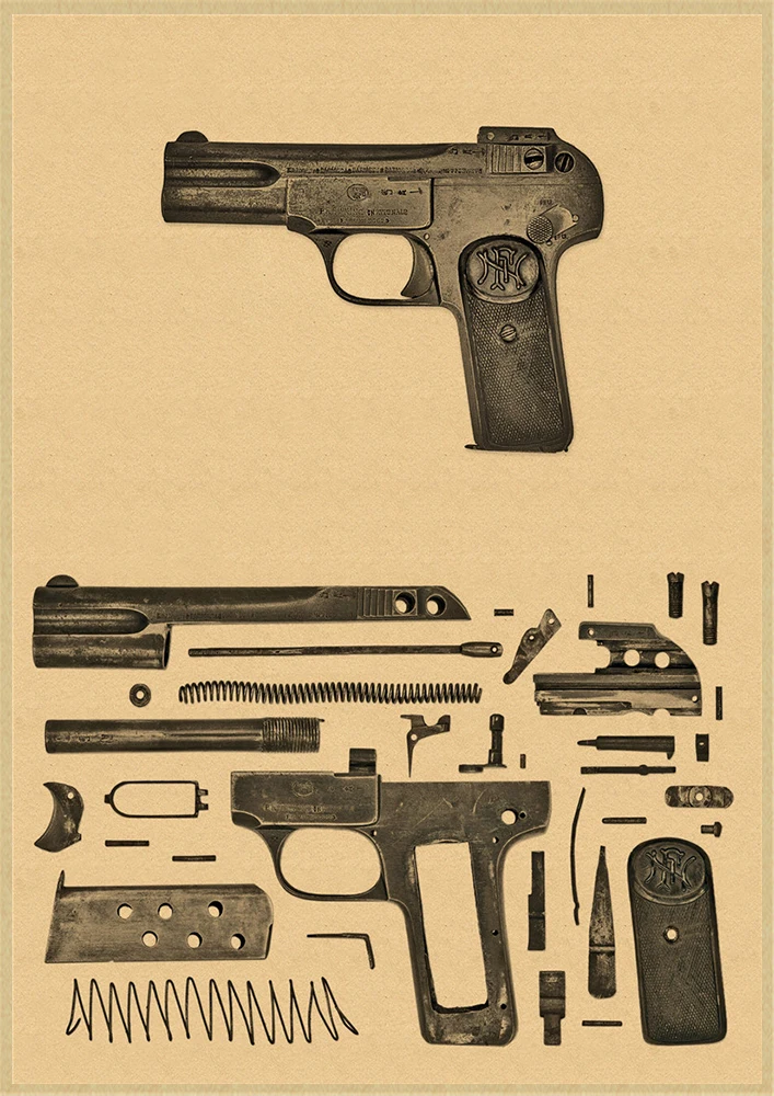 Gun Posters world famous gun Posters military fans Vintage Classic Poster Bar Cafe Living Room Dining room Wall Decorative Paintings