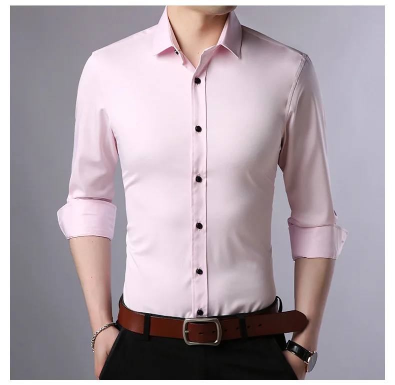 Men Fashion Casual Long Sleeved Shirt Slim Fit Male Social Business Dress Shirt Brand Men Clothing Y1969