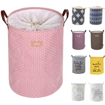 

New Waterproof Cotton linen foldable Laundry Basket Dirty clothing Storage box Kids Toy Organizer tool storage organizer