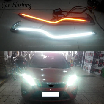 

2PCS For Ford Focus 2 MK2 2009 2010 2011 LED Car Headlight Eyebrow Decoration Yellow Turn Signal DRL LED Daytime Running Light