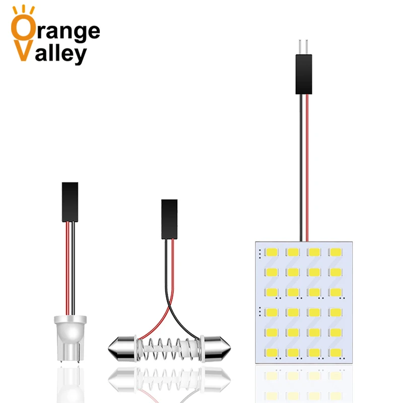 100 шт. T10 Festoon 12 15 18 24 LED 1210 2835 SMD Автомобильная купольная внутренняя панель