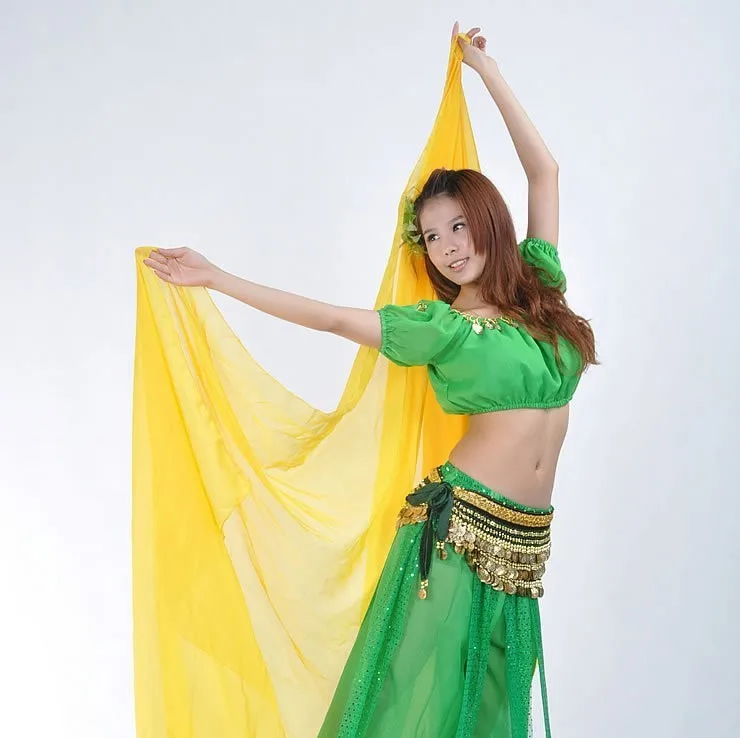 Индийский Оранжевый танец живота костюм современный Восточный BellyDancing пряжа шарф для женщин BellyDance костюм сценическое шоу шаль для танцев