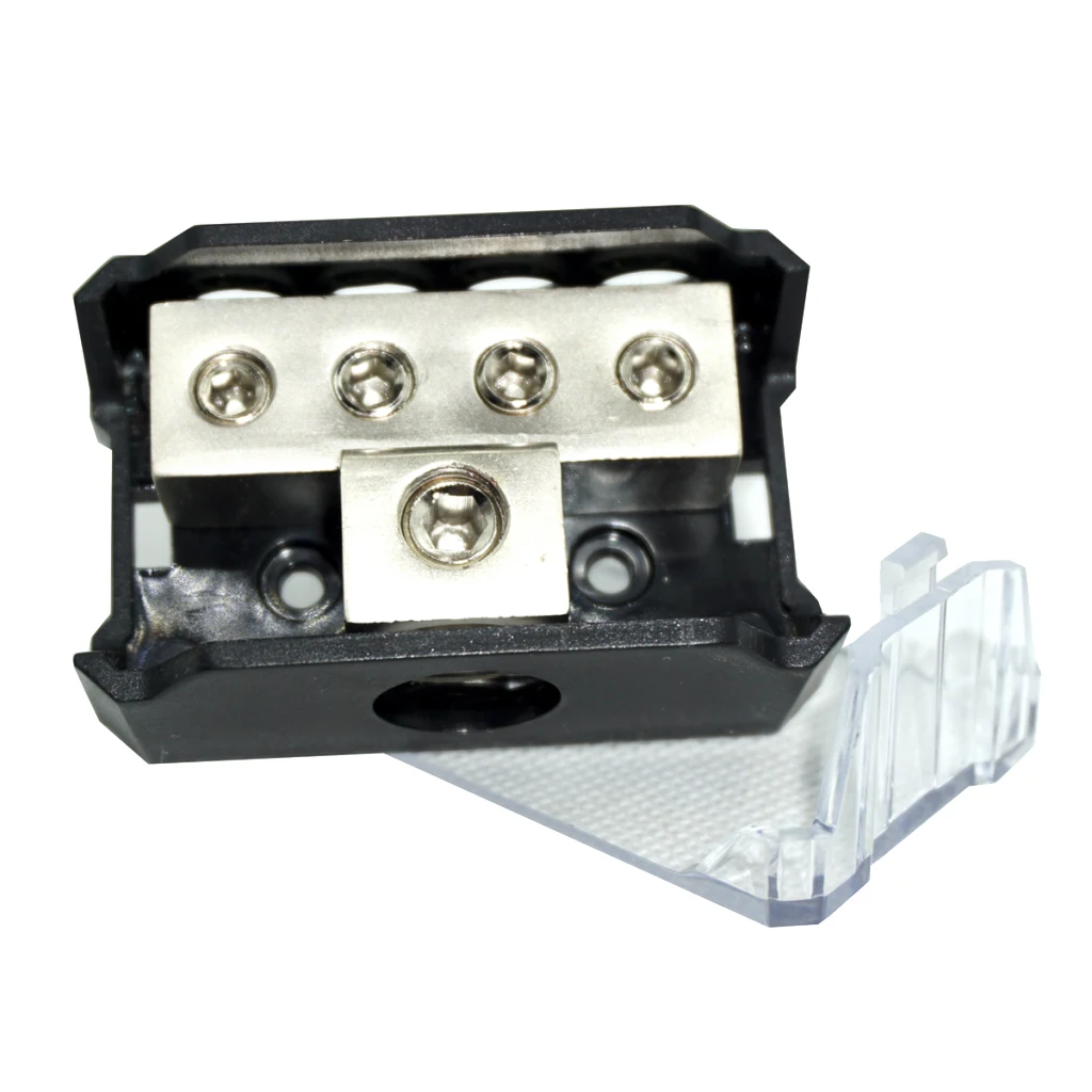 Car Audio 1x 0GA In 4x 4GA Out Power/Gound Distribution Block 4-Way