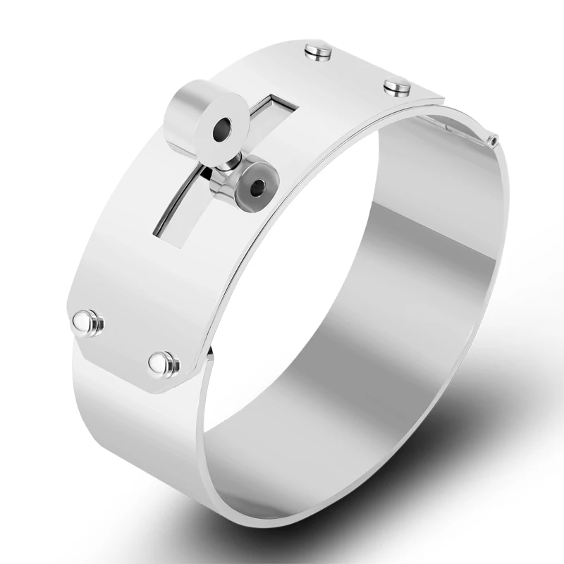 Rock Brand Big Wide Button Bracelets for Men Women Jewelry Belt Desgin Stainless Steel Bangle Jewelry Accessories Souvenir Gift 3