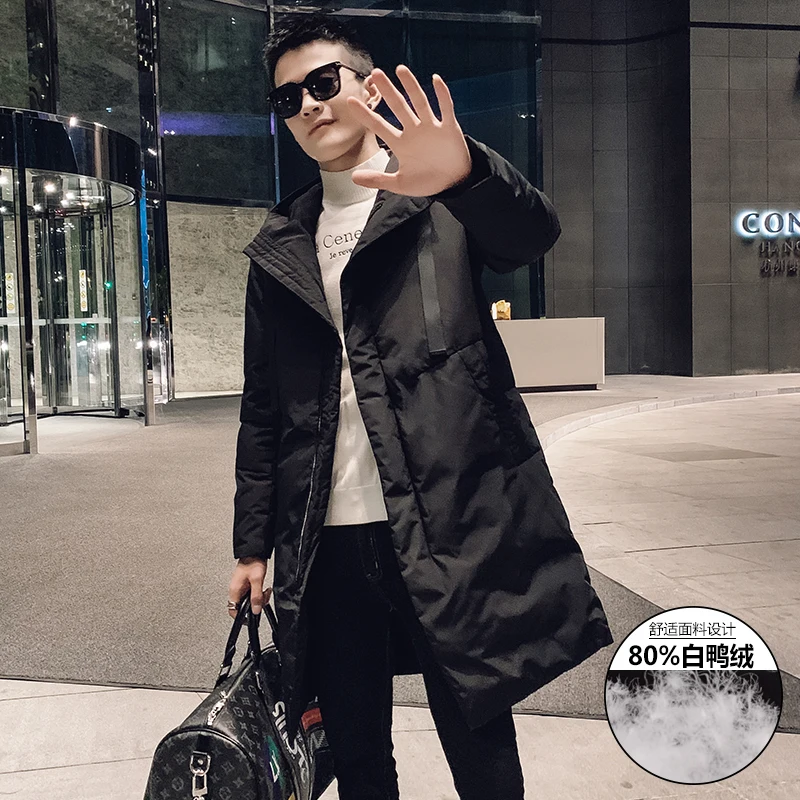Winter jacket men's velvet thick long men's hooded suit