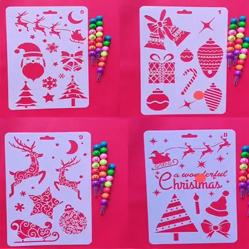 

Christmas Stencils Templates Christmas Letters Xmas Trees Santa Reindeer Painting Stencils Reusable Plastic Craft Template