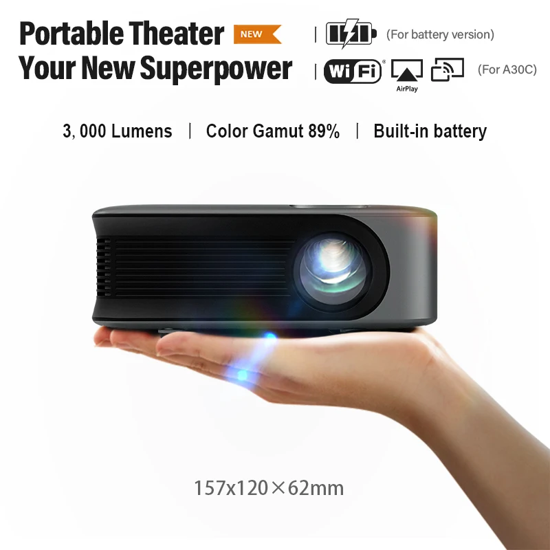 4k projector AUN MINI Projector Smart TV WIFI Portable Home Theater Cinema Battery Sync Phone Beamer LED Projectors for 4k Movies A30C Pro projector stand