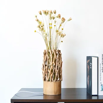 

Wooden flower arrangement table lamp Nordic home creative decoration bedroom living room flower arrangement LED table lamp WY5