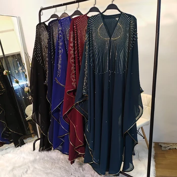 

Siskakia Eid Luxury Rhinestone Abaya Dress Bat Sleeve Caftan Fashion Mubarak Muslim Africa Dubai Turkish Moroccan Islam Clothing