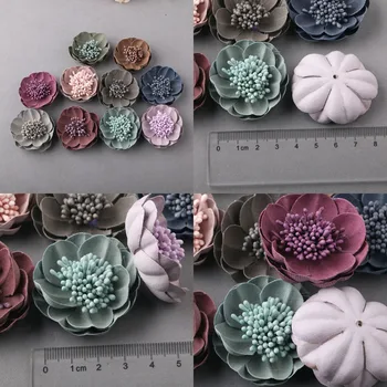 

20pcs/lot fabric stamen flowers for girls kids' hair accessories corsage and hairband diy material