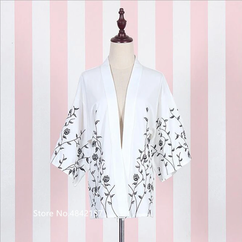 Color2 Top Японский стиль Kawaii Девушка кимоно платье с принтом розы Zephyr Yukata для женщин Haori костюм самурая вечерние традиционные Косплей Хэллоуин - Цвет: Color2 Top