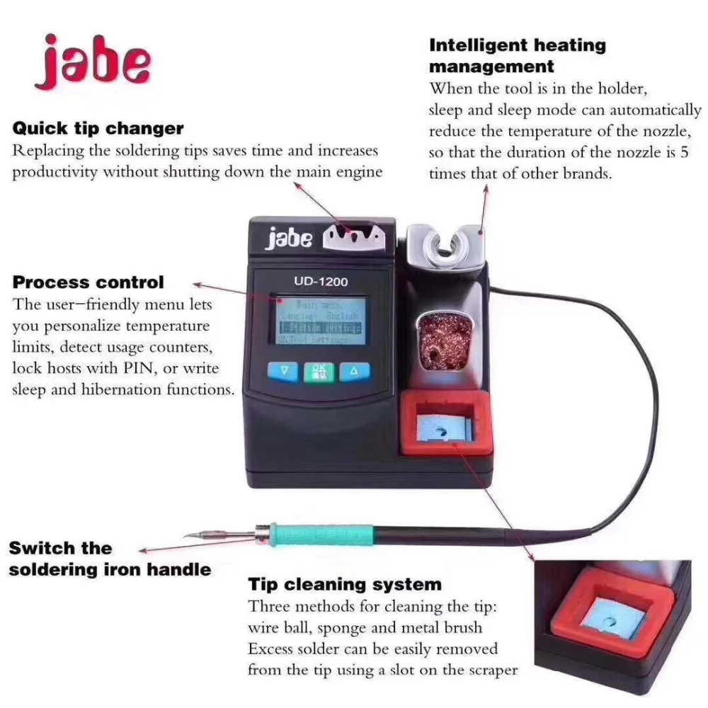 【 Jabe 】 UD-1200 умный бессвинцовый сварочный стенд, паяльная станция 2,5 секунд быстрый нагрев
