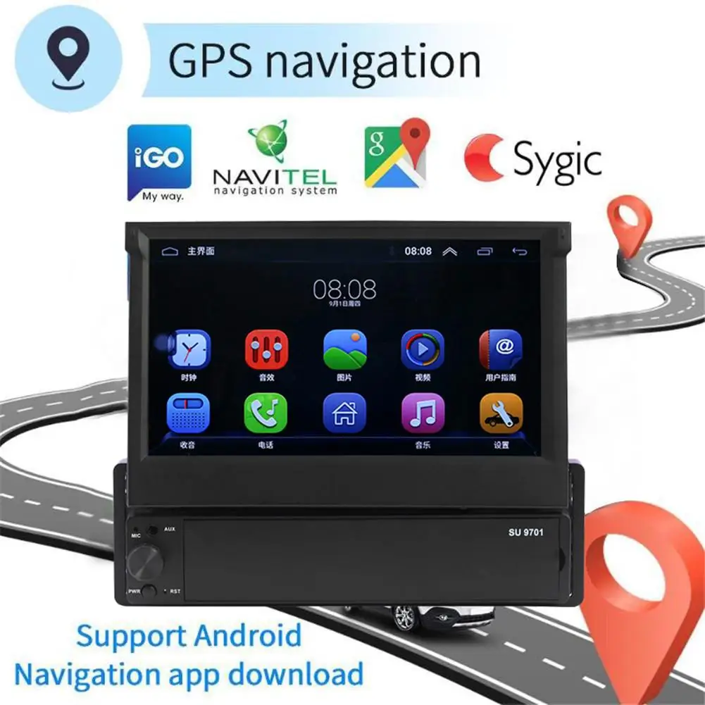  7Inch Klapp Touch Screen Bluetooth Auto Mp5 Stereo Player 1Din Radio Allgemeine GPS Navigation Inte